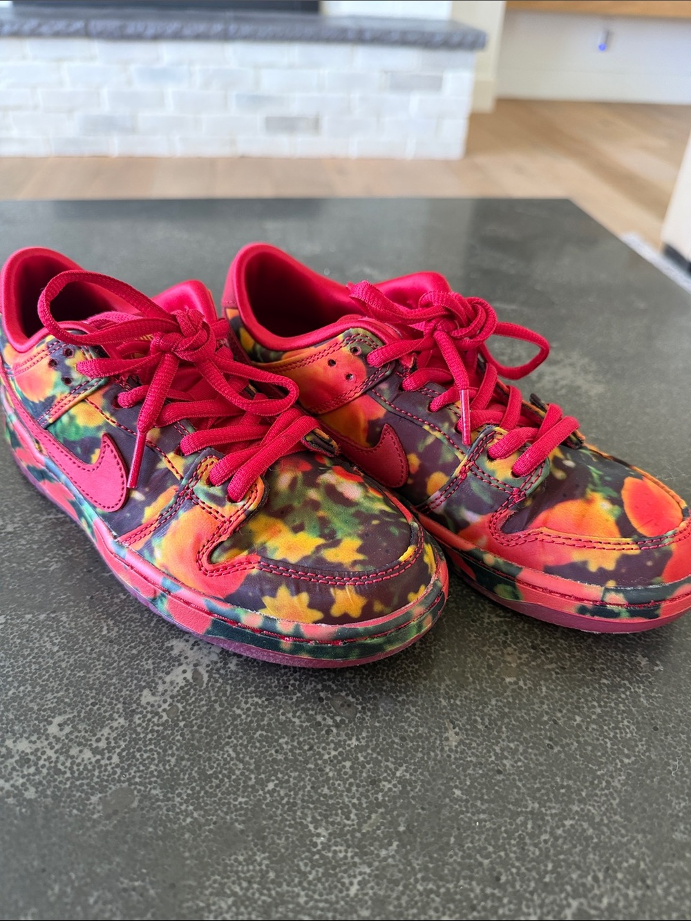 Nike Kids Multicolor Floral Sneakers with Pink Accents